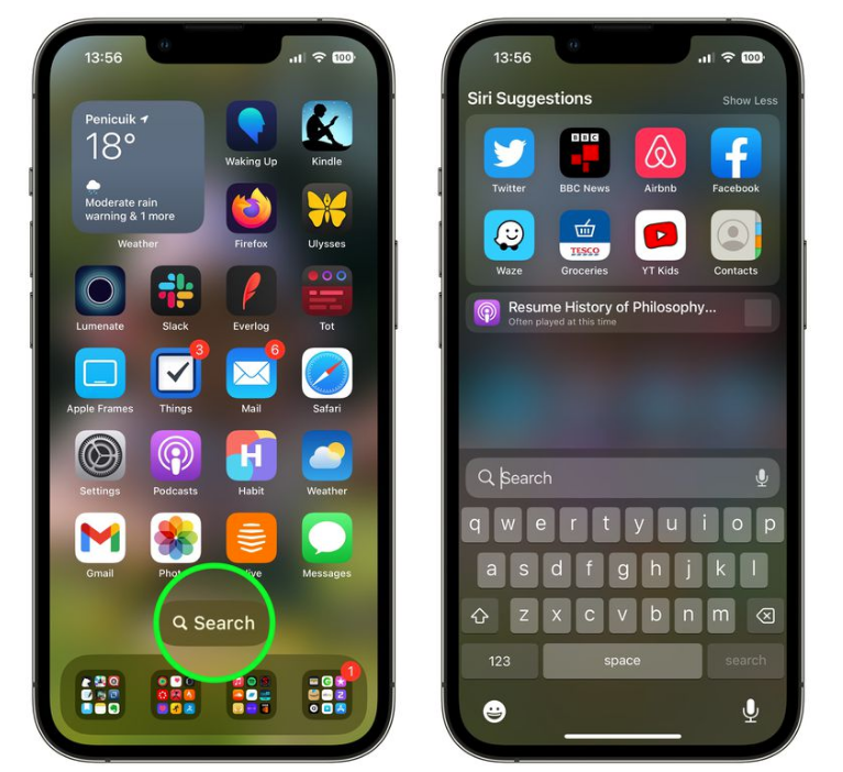 昌江苹果手机维修分享升级到 iOS 16 后，如何删除主屏幕上的搜索按钮 